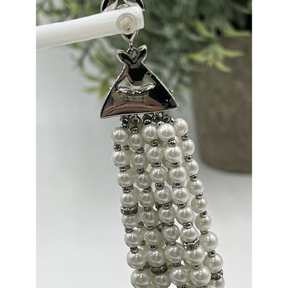 Jenny Packham Designer Wedding Dare To Shine Crystal White Pearl Dangle Earring - Picture 4 of 12